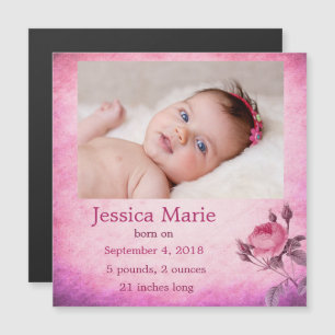 Convite Magnético Foto Magnet Baby Announing Baby Girl
