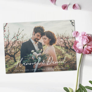 Convite Magnético Foto personalizada de script branco timístico Sal