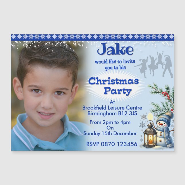 Convite Magnético Foto personalizada do Festa de Natal do Menino Con (Frente)