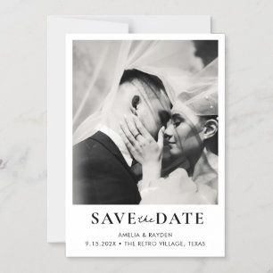 Convite Magnético Foto Retro Elegante de Casamento Save the date