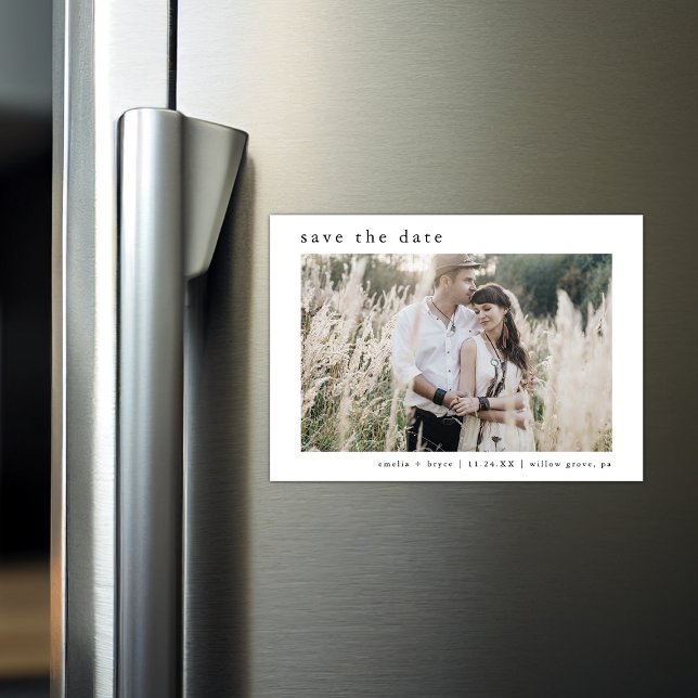 Convite Magnético Foto Rústica EMELIA Simples Casamento Salve a Data (EMELIA Rustic Photo Simple Wedding Save the Date Magnetic Invitation)
