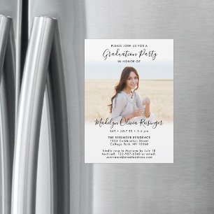 Convite Magnético Foto Simples da festa de formatura e Script Branco