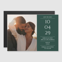 Convite Magnético Fotos de Casamento Modernas em Verde Esmeralda par