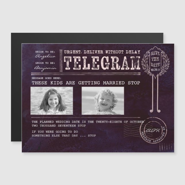 Convite Magnético Fotos engraçadas da infância salvam o telegrama da (Frente/Verso)