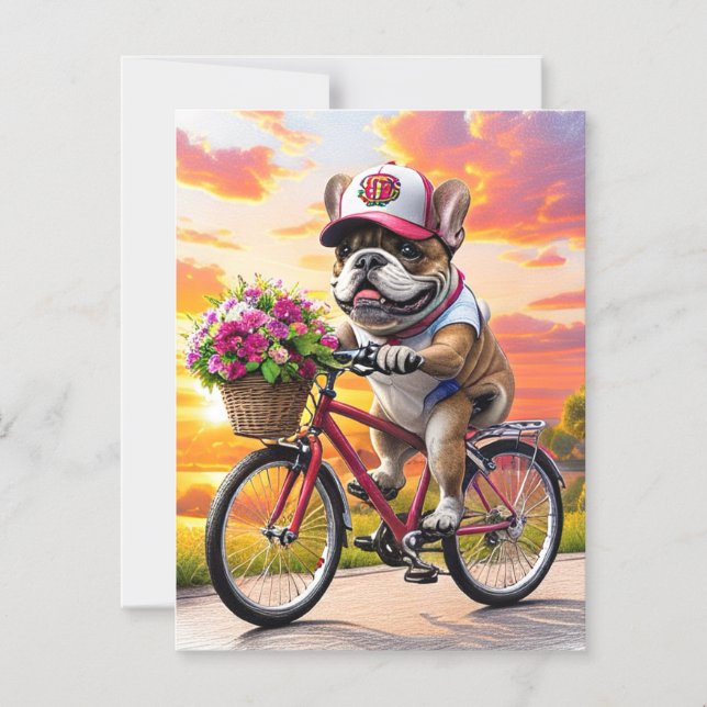 Convite Magnético Französische Bulldogge Fahrrad French Bulldog (Frente)