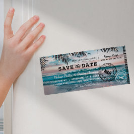 Convite Magnético Fridge Save the Date Tropical Beach Palm Trees