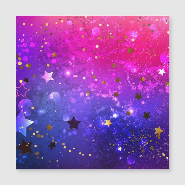 Convite Magnético Fundo Azul Cor-de-rosa brilhante (Frente)