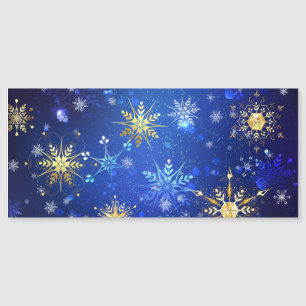 Convite Magnético Fundo Azul de NATAL com Flocos de Neve Dourados
