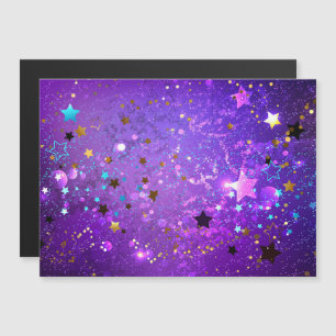 Convite Magnético Fundo de papel alumínio roxo com estrelas