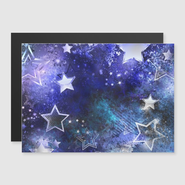 Convite Magnético Fundo Espacial com Estrelas (Frente/Verso)
