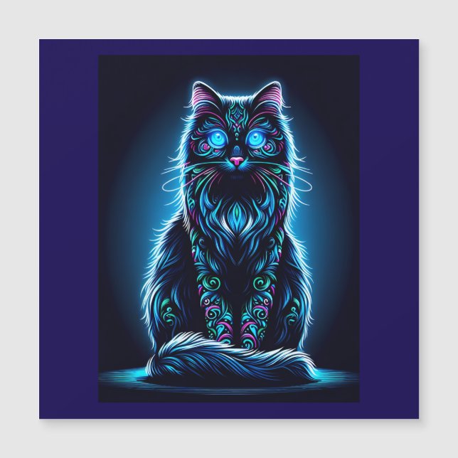 Convite Magnético Fundo Neon Cat Vivid - 97948 (Frente)
