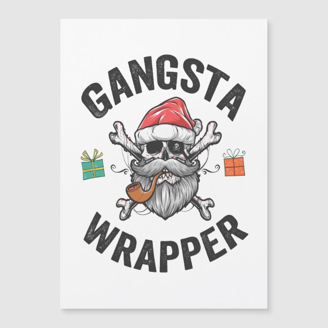 Convite Magnético Gangsta Wrapper Engraçado Papais noeis de Natal Pr (Frente)