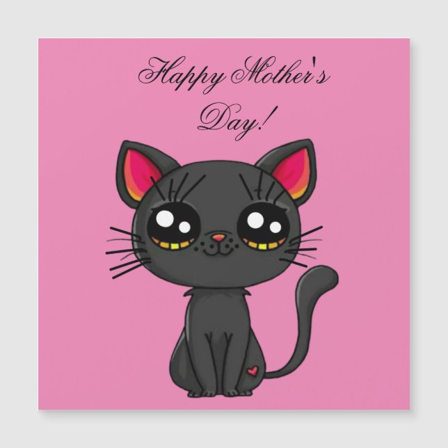 Convite Magnético Gato Feliz Dia das Mães  (Frente)