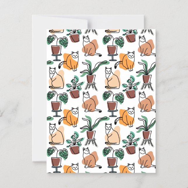 Convite Magnético Gatos e flores para desenho de linhagens (Frente)