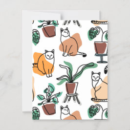 Convite Magnético Gatos e flores para desenho de linhagens