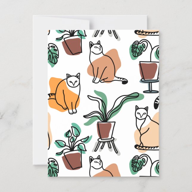 Convite Magnético Gatos e flores para desenho de linhagens (Frente)