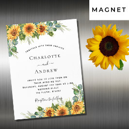 Convite Magnético Girassóis de casamento eucalipto luxo boho