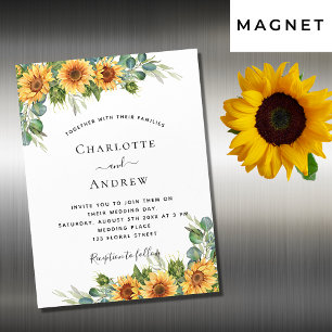 Convite Magnético Girassóis de casamento eucalipto luxo boho
