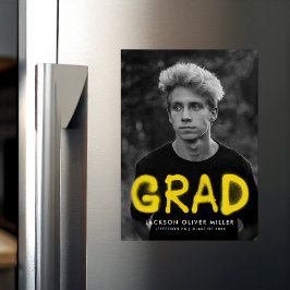 Convite Magnético Graduação de Foto de Pintura Amarela Moderna