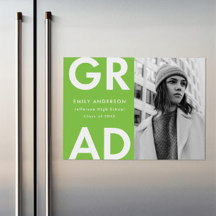 Convite Magnético Graduação de Foto do Verde limão de Formando Negri