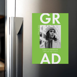 Convite Magnético Graduação de Foto do Verde limão de Formando Negri