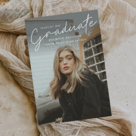 Convite Magnético Graduação de Foto Simples de Script Moderno