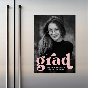 Convite Magnético Graduação de Fotografia com Tipografia Rosa Esca