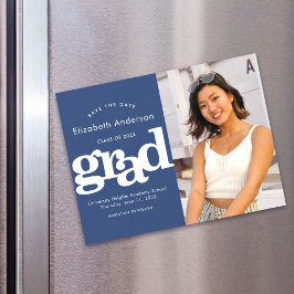 Convite Magnético Graduação Marinho em negrito Salvar o Moderno de D