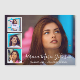 Convite Magnético Graduação Moderna de Colagem de Fotos Simples