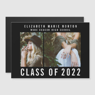 Convite Magnético Graduação multifotografia preto magnético moderno