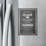 Convite Magnético Graduação Salvar a data Cinza do quadro e branco<br><div class="desc">Compartilhe as notícias alegres da sua próxima festa de formatura com este elegante quadro preto e branco, exceto os convites magnéticos de data. Todo texto é simples de personalizar. As costas magnéticas facilitam a exibição da família e dos amigos. Design apresenta folha metálica falsa prateada, caligrafia de script de estilo...</div>