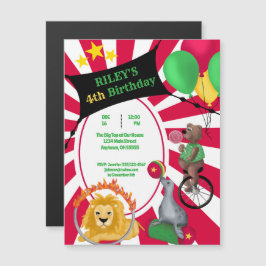 Convite Magnético Gráfico de Cor Primária do Circo Circo