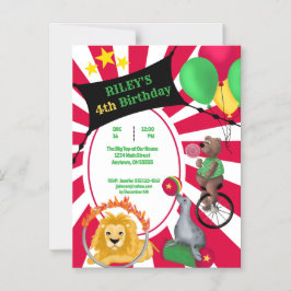 Convite Magnético Gráfico de Cor Primária do Circo Circo