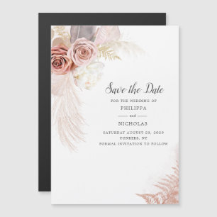 Convite Magnético Grama das Pampas Floral Script Casamento Salve A D