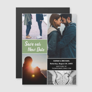 Convite Magnético Green Save our New Date Weding Photo