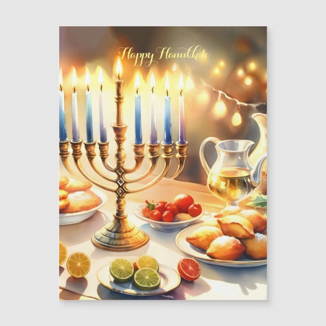 Convite Magnético Happy Hanukkah (Frente)