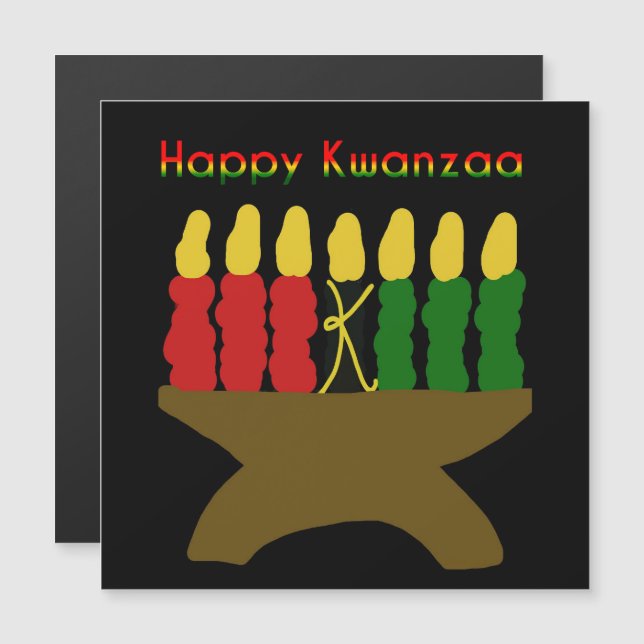 Convite Magnético Happy Kwanzaa Kinara (Frente/Verso)