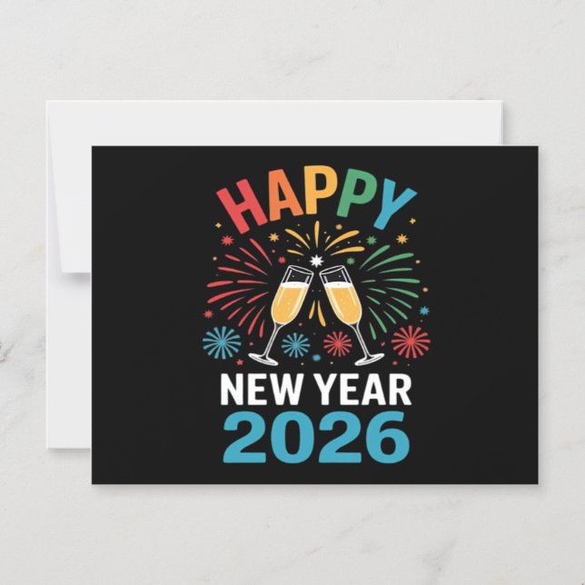 Convite Magnético Happy New Year 2026 Party Funny New Years Eve 2026 (Frente)