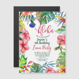 Convite Magnético Havaí Tropical Floral de Aniversário Luau