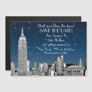Convite Magnético Horizonte de NYC 01 Estrela Azul Etched Salvar a D