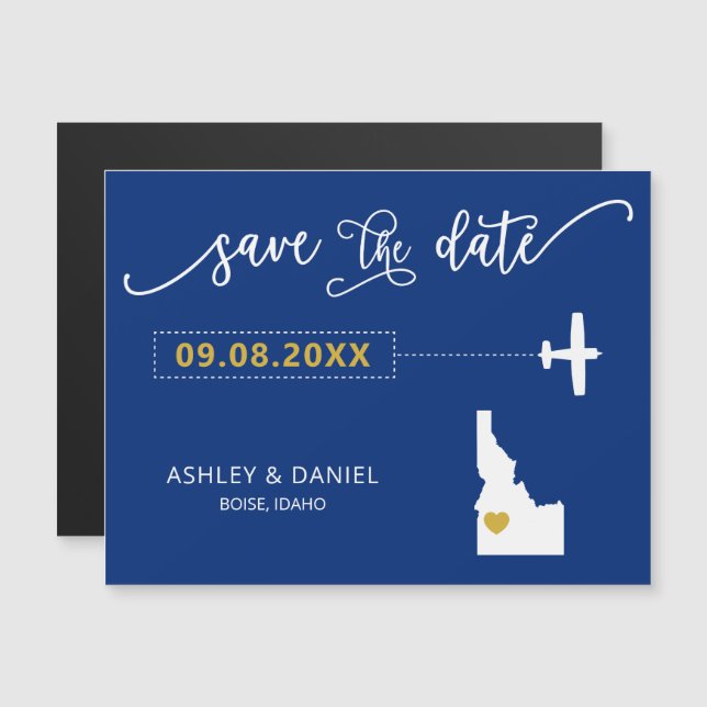 Convite Magnético Idaho Wedding Save the Date Card, Map (Frente/Verso)