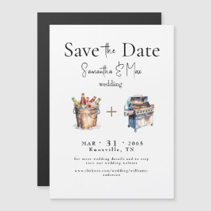 Convite Magnético Ímã de Casamento Cerveja & Churrasco Save the Date
