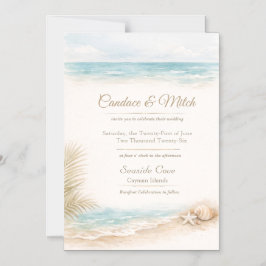 Convite Magnético Ímã de Casamento de Destino Tema Praia