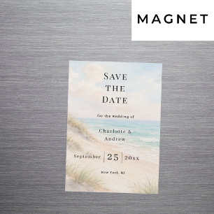Convite Magnético Ímã de casamento moderno na praia para Save the Da