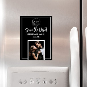 Convite Magnético Ímã de Foto Monograma para Salvar a Data