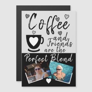 Convite Magnético Imã de geladeira de fotos pretas do Café e Amigos