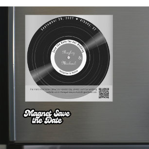 Convite Magnético Ímã de Noivado de Vinil Retrô para Casamento