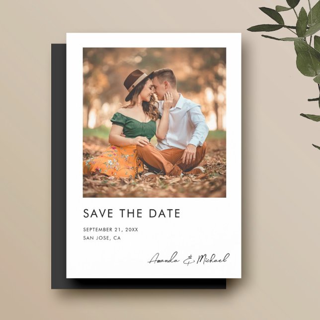 Convite Magnético Ímã de Salvar a Data de Casamento com Foto Minimal (Criador carregado)