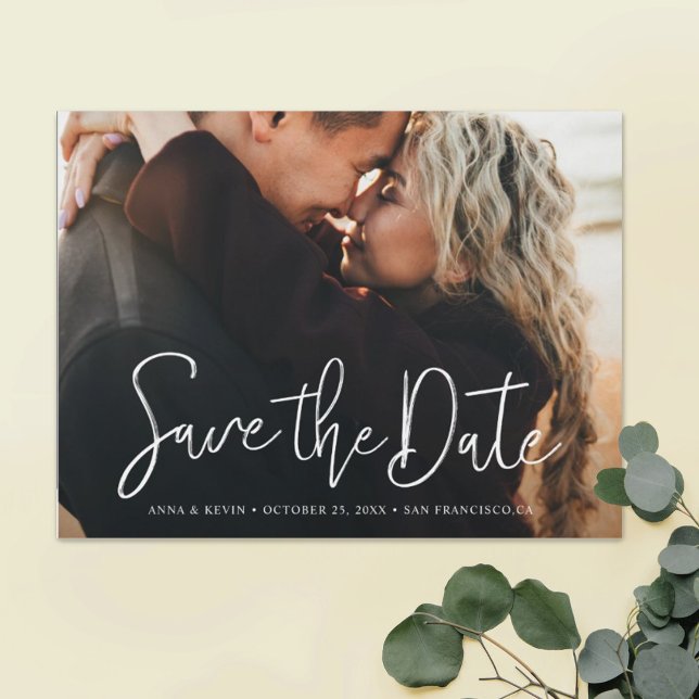 Convite Magnético Ímã de Salvar a Data de Casamento com Foto Simples (Criador carregado)