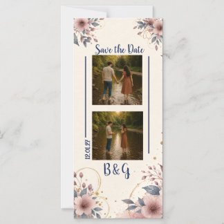 Convite Magnético Ímã de Save the Date Floral em Aquarela